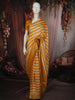 Mustard Yellow Horizontal Striped Printed Design Chiffon Fancy Saree with Zari Border