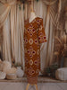 Mustard Yellow Ikat Printed Design Cotton Straight Cut Salwar Suit