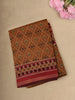 Mustard Yellow Ikat Printed Design Linen Cotton Saree with Zari Border