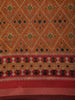Mustard Yellow Ikat Printed Design Linen Cotton Saree with Zari Border