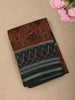 Mustard Yellow Ikat Printed Design Chanderi Cotton Saree with Contrast Border