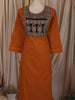 Mustard Yellow Kalamkari Printed Design Cotton Straight Cut Salwar Suit