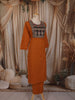 Mustard Yellow Kalamkari Printed Design Cotton Straight Cut Salwar Suit