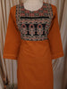 Mustard Yellow Kalamkari Printed Design Cotton Straight Cut Salwar Suit