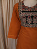 Mustard Yellow Kalamkari Printed Design Cotton Straight Cut Salwar Suit