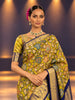 Mustard Yellow Kalamkari Woven Design Pure Kanchipuram Silk Bridal Saree with Contrast Navy Blue Grand Zari Border