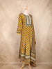 Mustard Yellow Kashmiri Floral Printed Design Crepe Straight Cut Salwar Suit with Dupatta