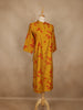 Mustard Yellow Leaf Design Printed Cotton Kurti
