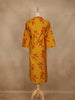 Mustard Yellow Leaf Design Printed Cotton Kurti