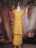 Mustard Yellow Leaf Printed Cotton Co-ord Set