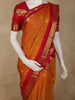 Mustard Yellow Mini Checked Zari Woven Design Pure Kanchipuram Silk Saree with Contrast Zari Border