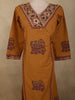 Mustard Yellow Mirror Embroidered Design Cotton Salwar Suit with Dupatta
