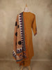 Mustard Yellow Mirror Embroidered Design Cotton Salwar Suit with Dupatta