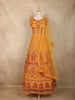 Mustard Yellow Mirror and Thread Embroidered Design Net Lehenga With Net Dupatta