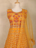 Mustard Yellow Mirror and Thread Embroidered Design Net Lehenga With Net Dupatta