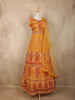 Mustard Yellow Mirror and Thread Embroidered Design Net Lehenga With Net Dupatta
