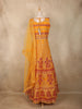 Mustard Yellow Mirror and Thread Embroidered Design Net Lehenga With Net Dupatta