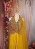 Mustard Yellow Multicolor Beads Embroidered Design Chiffon Haldi Skirt Top Lehenga with Matching Dupatta