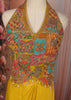 Mustard Yellow Multicolor Beads Embroidered Design Chiffon Haldi Skirt Top Lehenga with Matching Dupatta