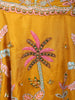 Mustard Yellow Multicolor Floral and Palm Tree Beads Embroidered Design Organza Indo Western Peplum Palazzo Suit with Matching Choker Dupatta