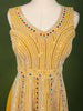Mustard Yellow Multicolor Stone Embellished and Silver Sequins Embroidered Design Georgette Fancy Wear Peplum Palazzo Suit