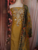Mustard Yellow Paisley Sequins Embroidered Design Tissue Unstitched Salwar Material with Dupatta