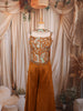 Mustard Yellow Paisley Sequins and Beads Embroidered Design Georgette Palazzo Suit with Matching Choker Dupatta