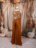 Mustard Yellow Paisley Sequins and Beads Embroidered Design Georgette Palazzo Suit with Matching Choker Dupatta