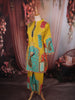 Mustard Yellow Peacock Motif Design Cotton Palazzo Suit