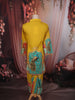 Mustard Yellow Peacock Motif Design Cotton Palazzo Suit