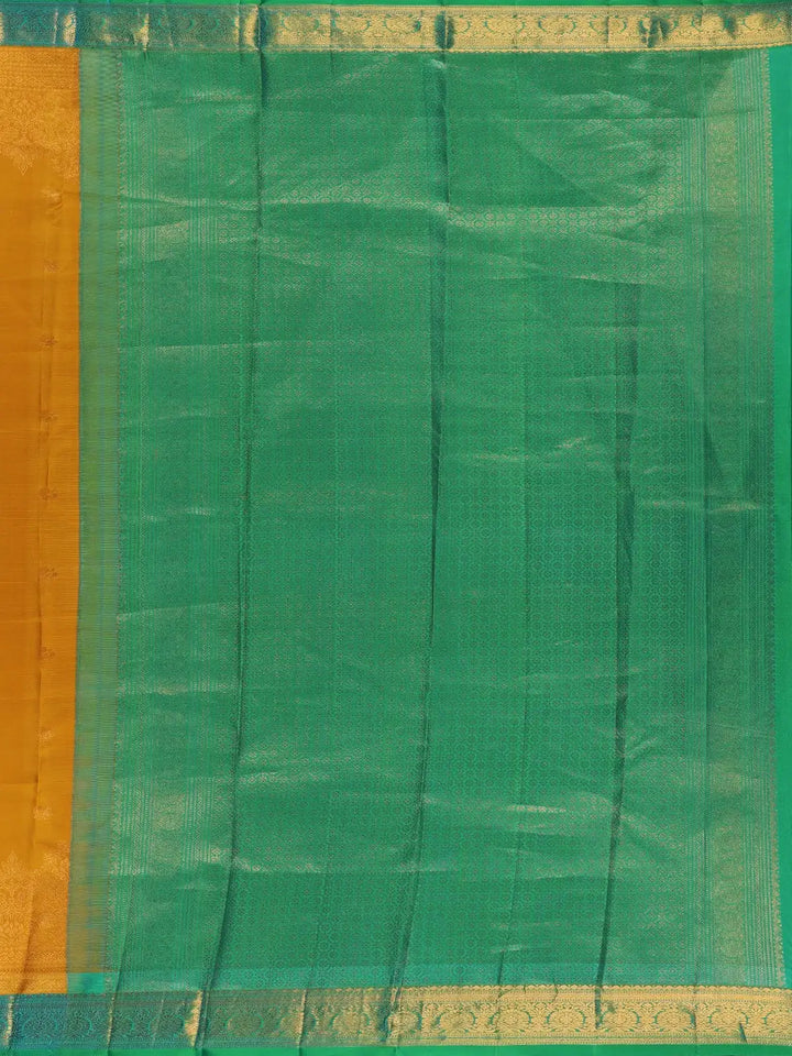 Mustard Yellow Peacock Woven Pure Kanchipuram Silk Saree - Diadem