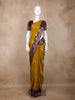 Mustard Yellow Peacock Woven Raw Silk Saree with Contrast Maroon Zari Border