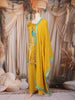 Mustard Yellow Peacock and Deer Embroidered Design Silk Palazzo Suit with Dupatta