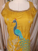 Mustard Yellow Peacock and Deer Embroidered Design Silk Palazzo Suit with Dupatta