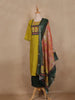 Mustard Yellow Printed Design Cotton Straight Cut Salwar Suit with Contrast Dupatta