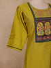 Mustard Yellow Printed Design Cotton Straight Cut Salwar Suit with Contrast Dupatta