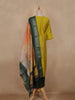 Mustard Yellow Printed Design Cotton Straight Cut Salwar Suit with Contrast Dupatta