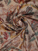 Beige MultiColor Abstract Printed Synthetic Saree with Mustard Yellow Sequin Embroidered Blouse - Diadem