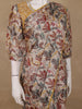 Beige MultiColor Abstract Printed Synthetic Saree with Mustard Yellow Sequin Embroidered Blouse - Diadem