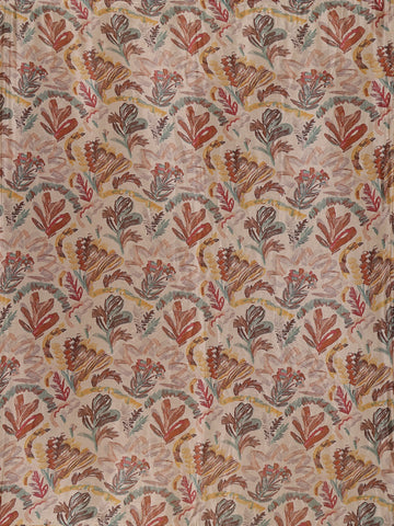 Beige MultiColor Abstract Printed Synthetic Saree with Mustard Yellow Sequin Embroidered Blouse - Diadem
