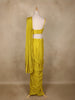 Mustard Yellow Sequins Embellished Design Georgette Ready To Wear Saree with Designer Blouse