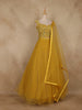 Mustard Yellow Sequins and Beads Embellished Design Net Lehenga With Net Dupatta