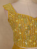Mustard Yellow Sequins and Beads Embellished Design Net Lehenga With Net Dupatta