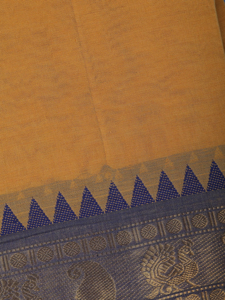 Mustard Yellow Solid Cotton Saree Print Border - Diadem