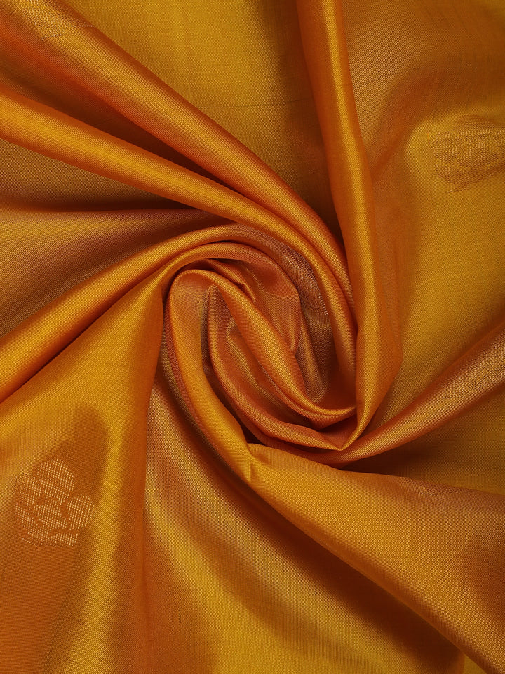 Mustard Yellow Solid Design Gold Zari Woven Soft Silk Saree - Diadem