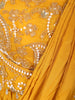 Mustard Yellow Solid Design Satin Ready to Wear Draped Saree with Matching Beads Embroidered  Designer Blouse