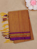 Mustard Yellow Solid Design Semi Silk Cotton Saree with Contrast Border