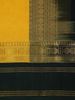 Mustard Yellow Solid Design Silk Cotton Saree with Contrast Temple Border