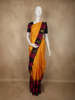 Mustard Yellow Solid Woven Design Pure Kanchipuram Silk Saree with Contrast Checked Border