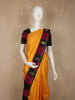 Mustard Yellow Solid Woven Design Pure Kanchipuram Silk Saree with Contrast Checked Border